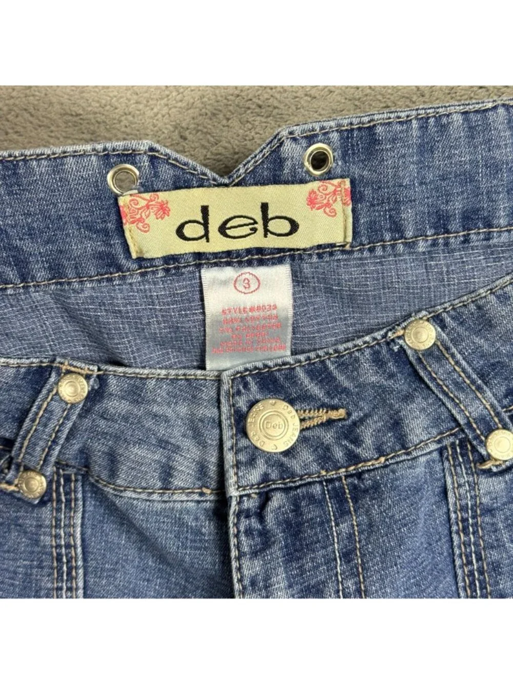 Y2K 2000s Ultra Low Rise Jorts Womens 3 Roll-Up Denim Bermuda Shorts Grunge Blue